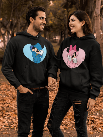 Hanorace pentru bărbați și femei MICKEY AND MINNIE BLACK