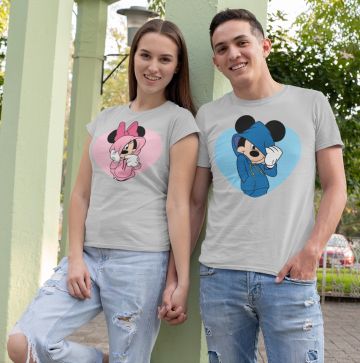 Tricouri pentru bărbați și femei MICKEY AND MINNIE GREY