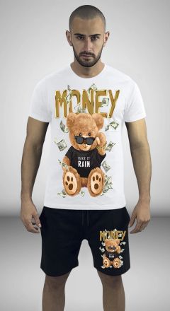 Еchipament sportiv pantaloni scurți MONEY BEAR ALB-NEGRO