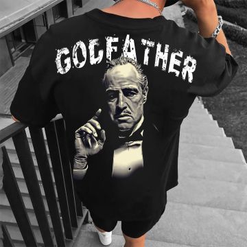 Tricou Bărbați GODFATHER NEGRU OVERSIZED