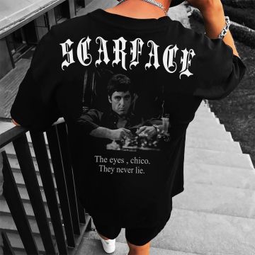 Ανδρικό T-shirt SCARFACE ΜΑΥΡΟ OVERSIZED