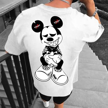 Ανδρικό T-Shirt BAD MICKEY WHITE OVERSIZED