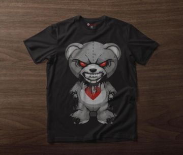 Tricou Bărbați EVIL BEAR NEGRU