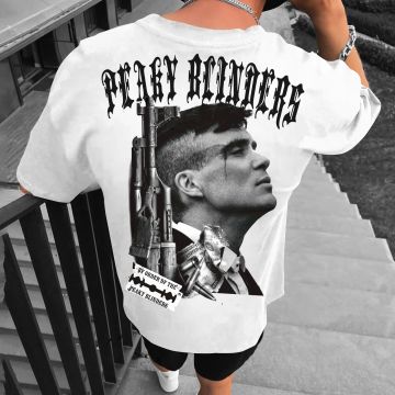 Ανδρικό T-Shirt PEAKY BLINDERS #1 WHITE OVERSIZED