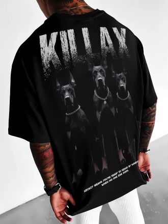 Ανδρικό T-shirt MAKAVELI ΓΚΡΙ OVERSIZED