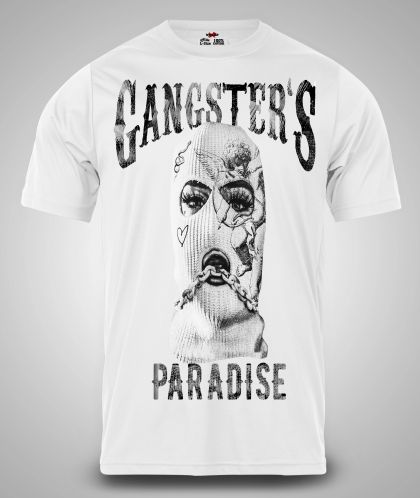 Tricou Bărbați Gangster Paradise ALB