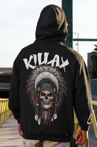 Hoodie Warrior Skull BLACK