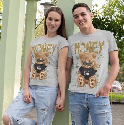 Tricouri Bărbați și Femei MONEY BEAR GREY