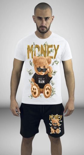 Еchipament sportiv pantaloni scurți MONEY BEAR ALB-NEGRO