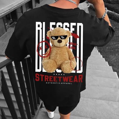 Tricou Bărbați BLESSED NEGRU OVERSIZED