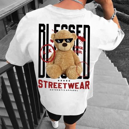 Tricou Bărbați BLESSED ALB OVERSIZED