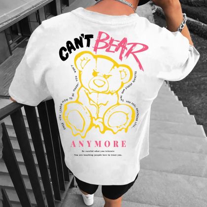 Tricou Bărbați CANT BEAR ALB OVERSIZED