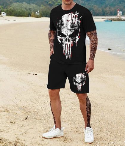 Σορτς αθλητικού εξοπλισμού PUNISHER SKULL BLACK