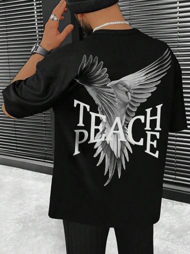 Tricou Bărbați Teach Peace Oversized