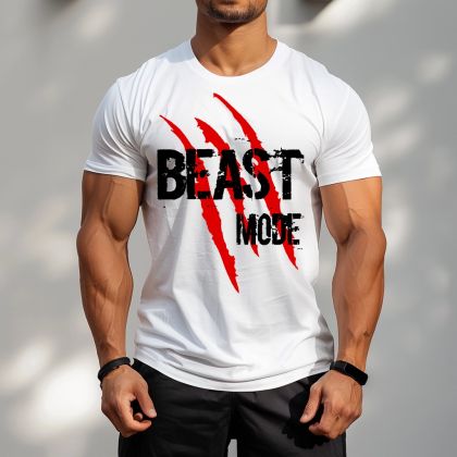 Tricou Bărbați Beast Mode ALB