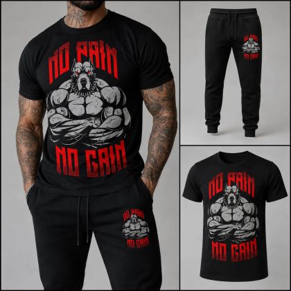 Echipă sportivă masculină (trening și tricou) – NO PAIN NO GAIN