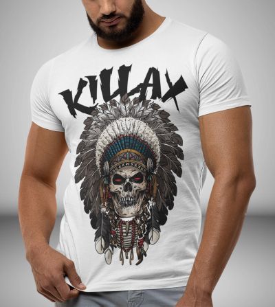 Ανδρικό T-shirt WARRIOR SKULL WHITE