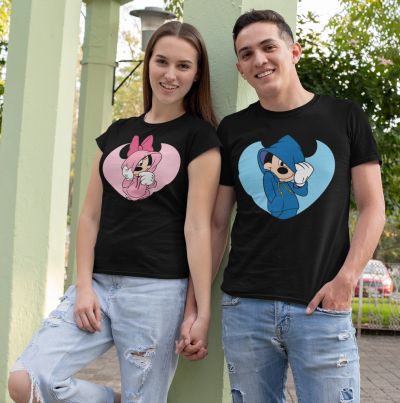 Μπλουζάκια MICKEY AND MINNIE BLACK για άνδρες και γυναίκες