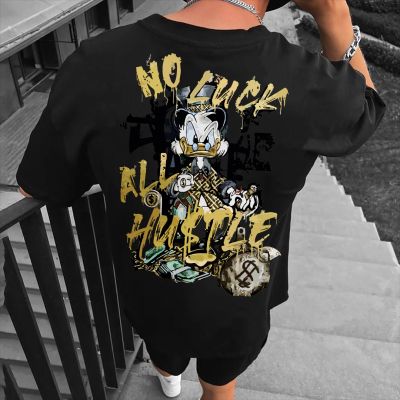 NO LUCK ALL HUSTLE BLACK OVERSIZED Ανδρικό T-Shirt