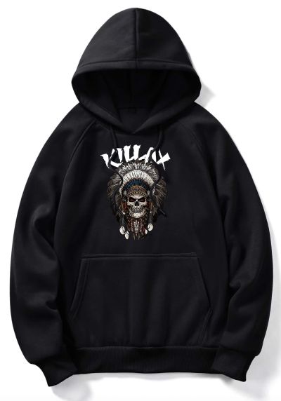 Hoodie Warrior Skull BLACK